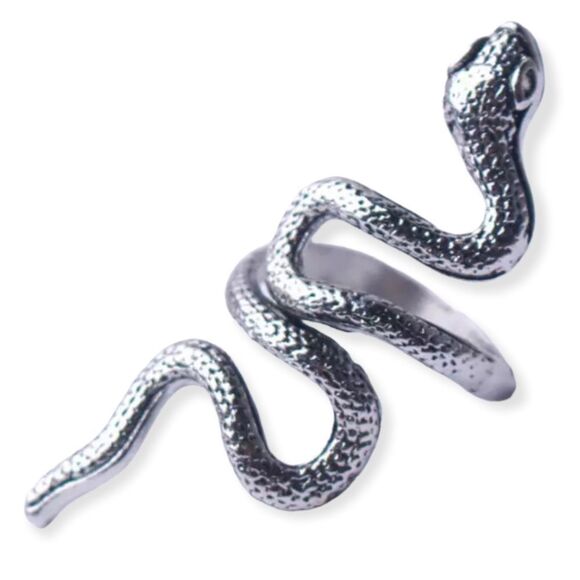 Silver Textured Serpent Adjustable Band Snake Rings  NEW - Picture 4 of 5